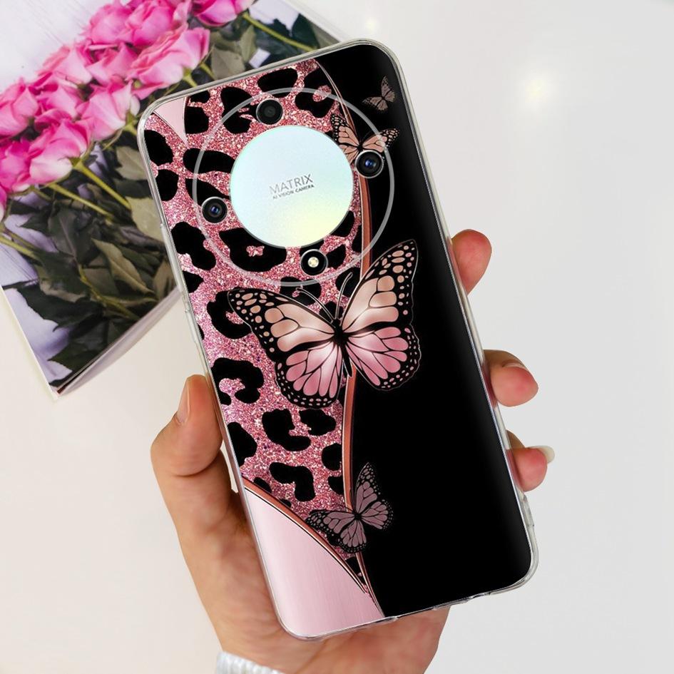 Чехол для Honor X9b 5G ALI-NX1 Популярный Цветок Мягкий Прозрачный Силиконовый TPU Чехол для Honor X9a RMO-NX1 HonorX9 ANY-NX1 Ударопрочный Funda