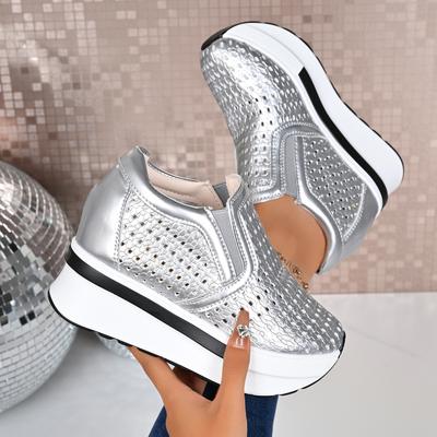 Модные женские кроссовки Дышащие с вырезами Дизайнерские кроссовки Женские Осенние на массивной платформе Повседневная обувь Слипоны Нескользящая обувь Женская