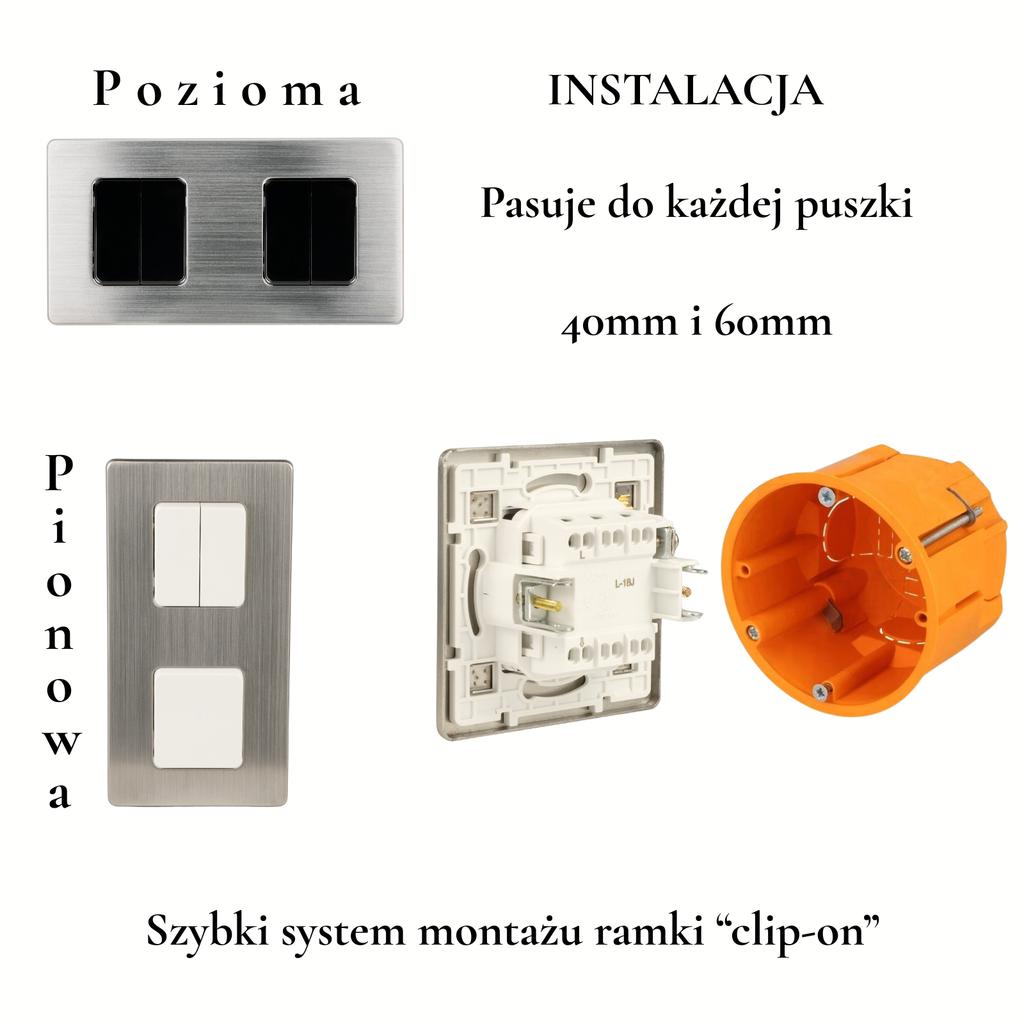 Włącznik światła podwójny szary krzyżowy stal szczotkowana pvd gunmetal