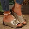 Ladies Shoes  Open Toe Women's Slippers Outdoor Casual Slippers Women Floral Round Toe Wedges Platform Plus Size Sandals