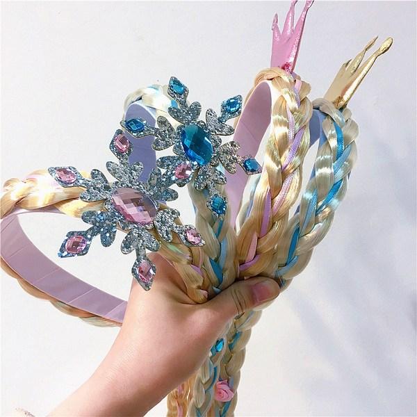 Girls Princess Crown Snowflake Wigpiece Hairband Headband