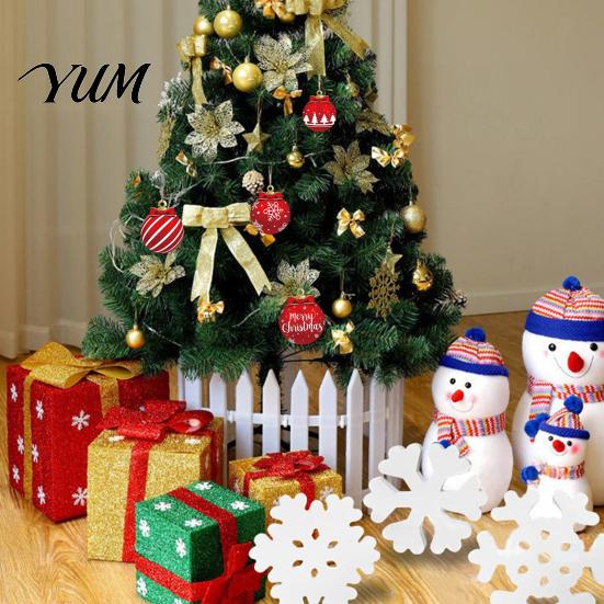 Christmas Holiday Party Background Props 12/24/36Pcs Wooden Ball Ornament Set, 2D Craft Hanging Decor with Snowflake Xmas Tree Set for Gift Reindeer,