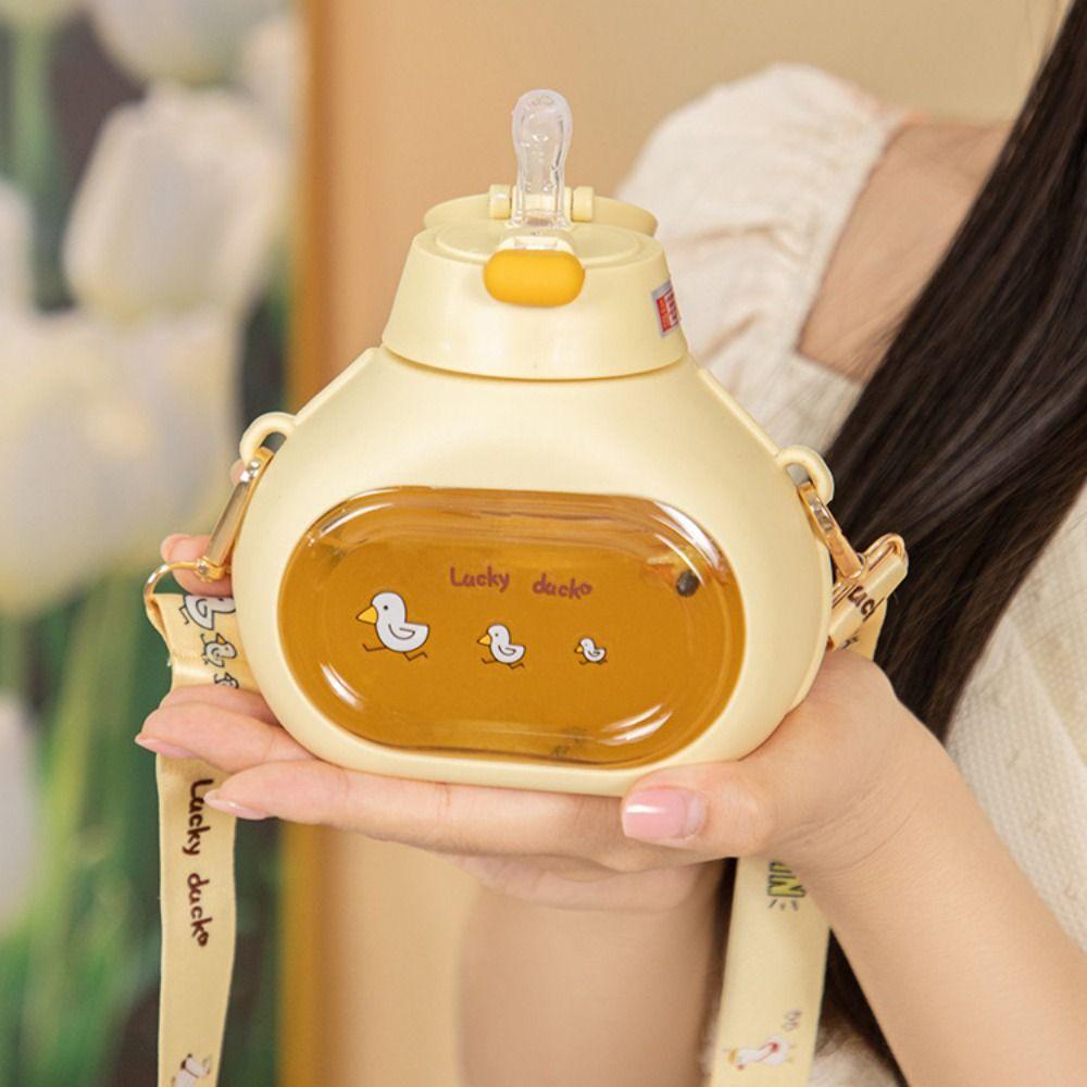 Duck Shape Cute Duck Bottle with Straw Large-Capacity Big Belly Cup Big Belly Water Bottle Running