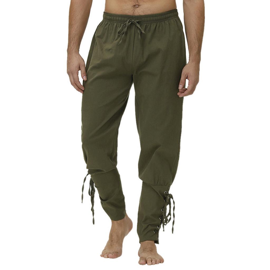Men's Casual Strappy Skinny Pants For Drama Performances Solid Color Trousers
