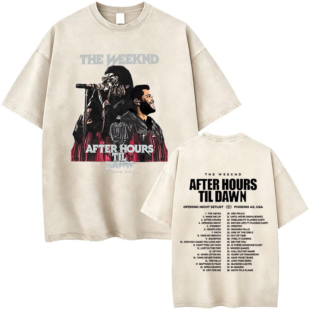 Стирка Винтажная Футболка Рэпер Playboi Carti с The Weeknd After Hours Til Dawn Тур 2026 Мужская Мода Хип-Хоп Оверсайз Футболка