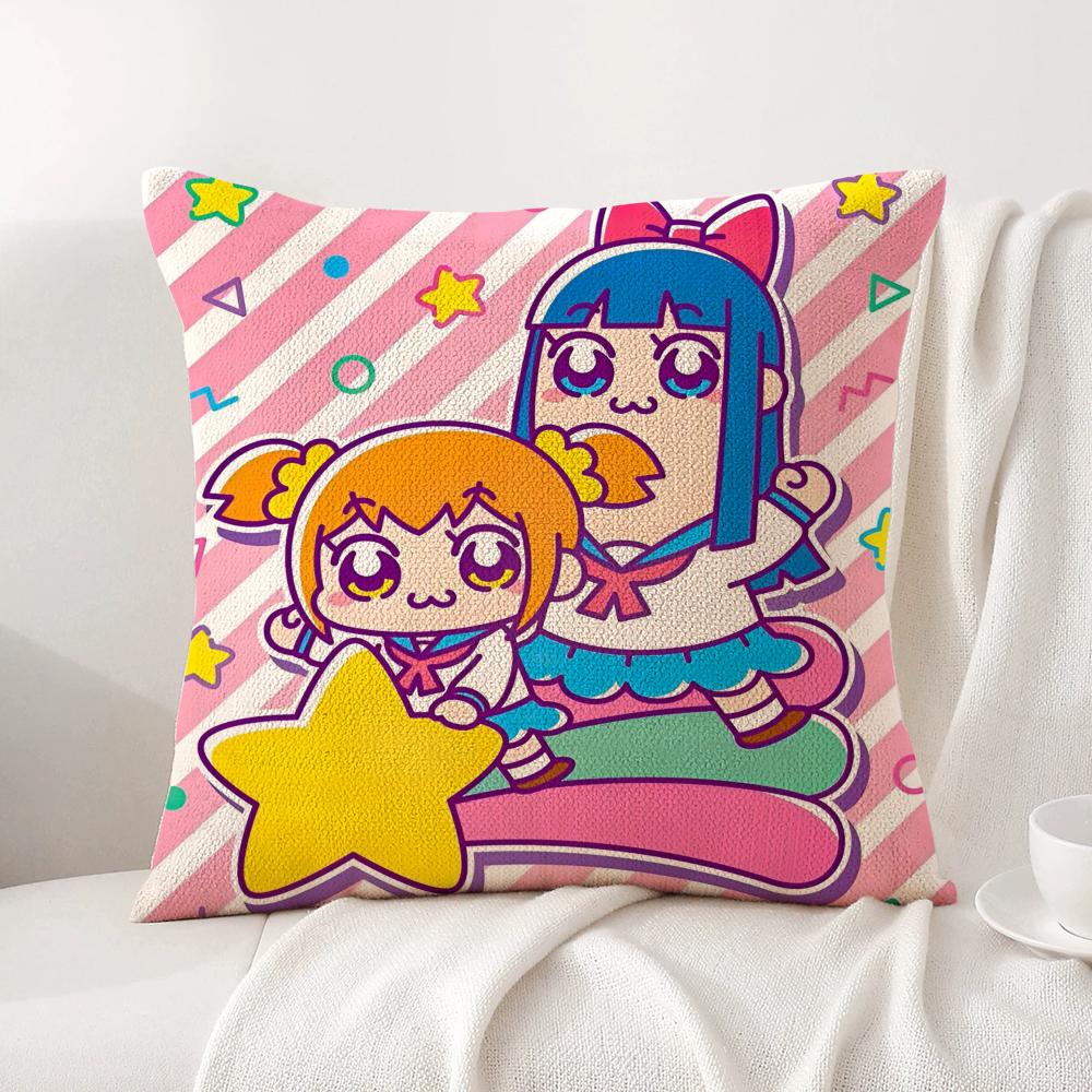 Милая Наволочка в стиле Аниме Pop Team Epic Натуральный Лен Органическая Ткань Двусторонняя Печать Дышащая Идеально Для Декора Дома