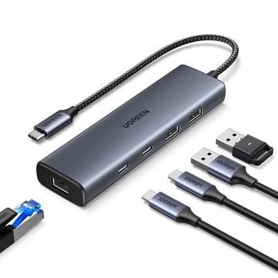 UGREEN USB C Проводной LAN-адаптер, 6-в-1 LAN-хаб с портом LAN, USB-C на RJ45 Gigabit Ethernet 10 Гбит/с Сверхбыстрая передача, Расширение Type C*2 + USB A*2,