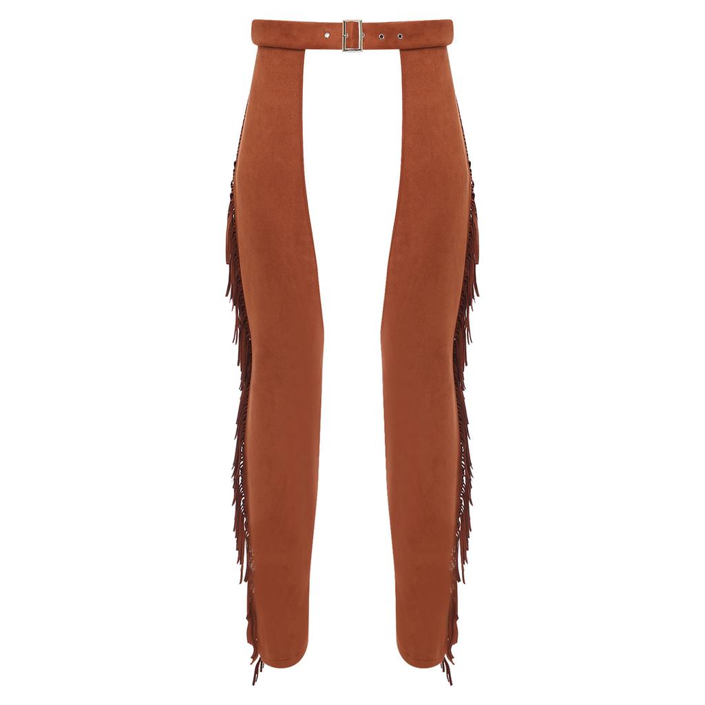 Мужские ковбойские брюки из замши с бахромой и открытым шаговым швом для костюмированной вечеринки на Хэллоуин