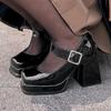 Fashion Women's Mary Jane Block Heel Pumps - Platform, Multi-Color (Pink/Black/Wine Red/White), Perfect for Work, Party, Dance & Wedding