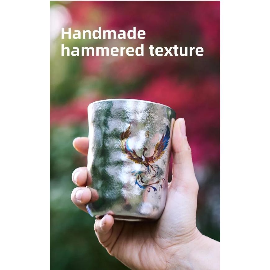 Pure titanium handmade 300ml cold-keeping and heat-preserving cup. Japanese-style tea and coffee cup. Portable cup.
