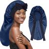 Long Satin Bonnet with Tie Band Double Layer Women Sleeping Bonnet