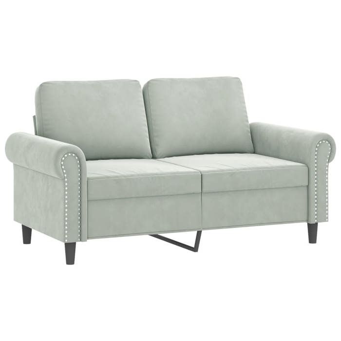 Canapé 2 places - Maison Exclusive - Velours gris clair - Cadre métal - 152x77x80 cm