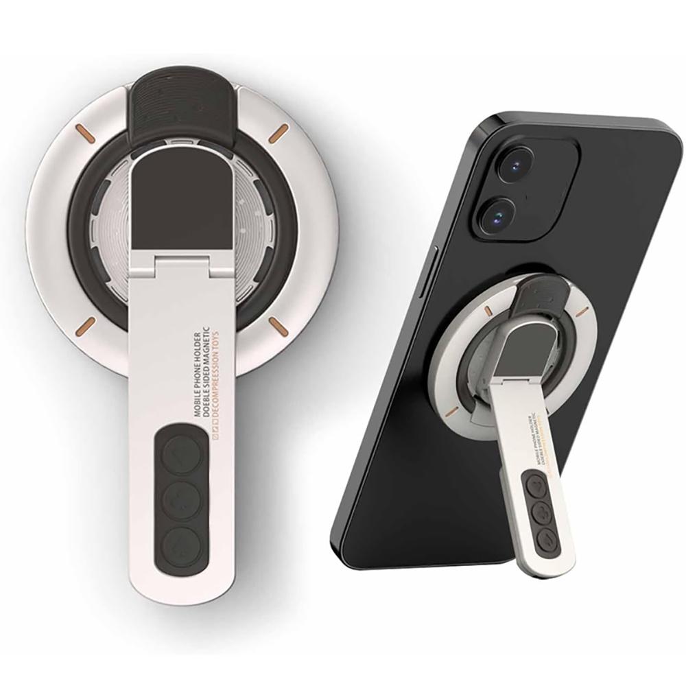 3-in-1 Magnetic Finger Ring Holder MultiFunction Finger Ring Rotate Double-Sided Magnetic Phone Stand for iPhone 17 16 15 14 13