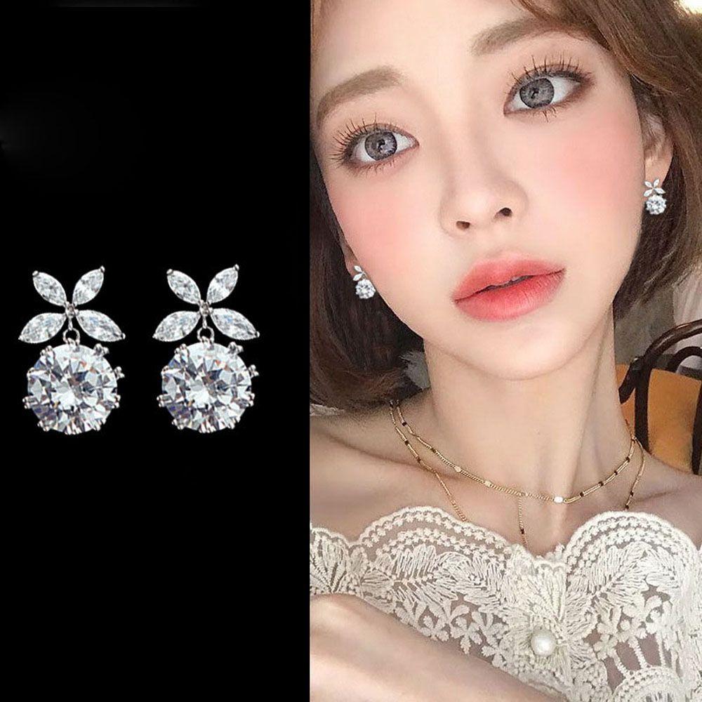 Needle Rhinestone Shiny Prevent Allergy Jewelry Dangle Drop Earrings Fashion Accessories Ear Studs