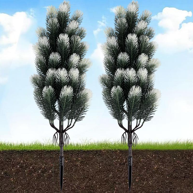 2 шт. Искусственные сосновые иголки Рождественские елки - Зелень для помещений/улицы с прочным черным заостренным основанием, Мини праздничный декор