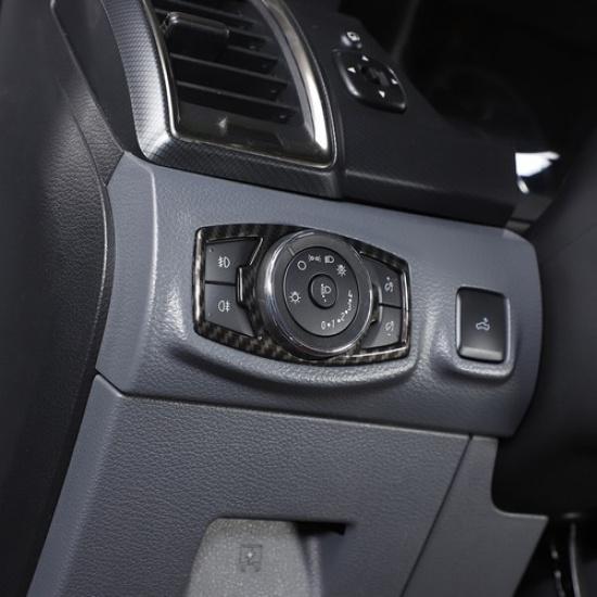 ABS Carbon fiber Headlight Switch Button Cover Trim Frame For Ford Ranger 15-22