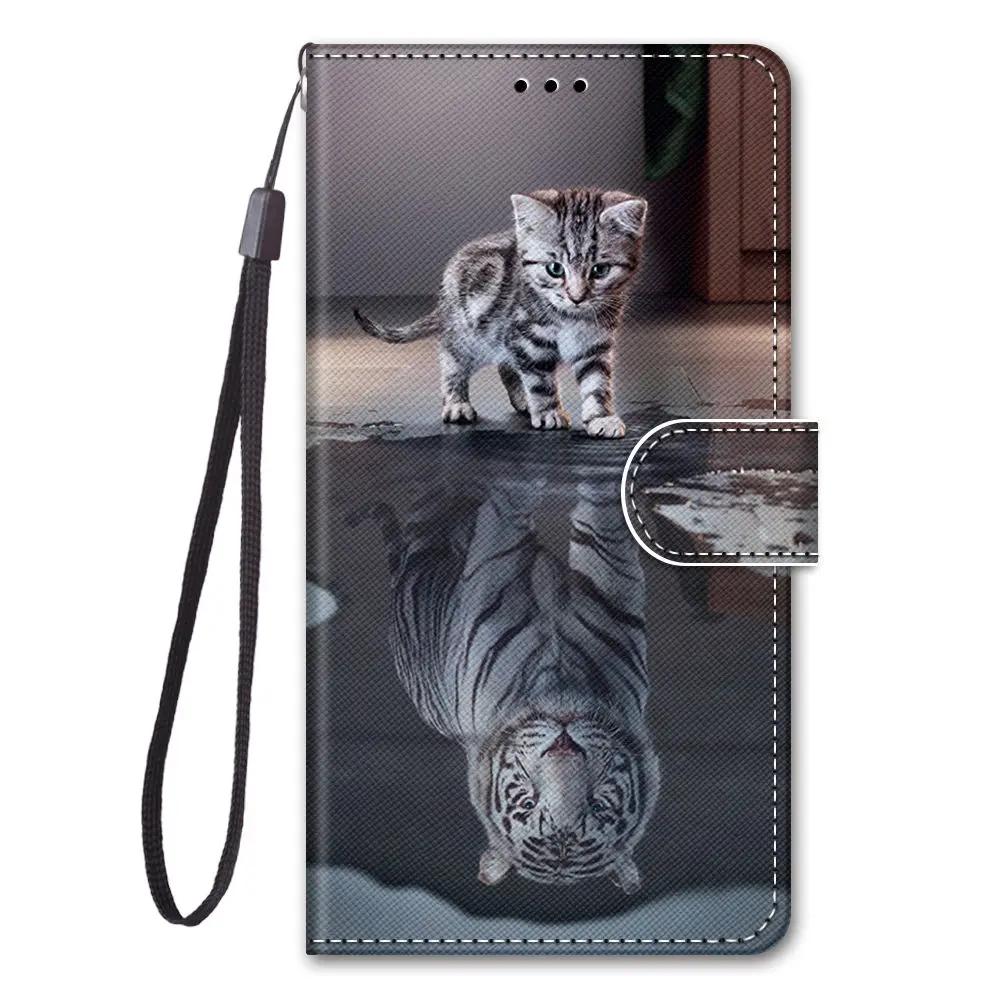 Милый Кото-Волк Узор Кошелек Флип-Кейсы Для iPhone 15 Pro Max 14 Plus 13 12 11 Pro Max Держатель для карт Подставка Чехол-Книга для Телефона