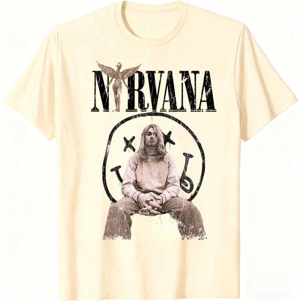 Новая рок-группа Nirvana мужская хлопковая футболка 100% хип-хоп стиль Мужская и женская оверсайз футболка Y2K Повседневная свободная для улицы