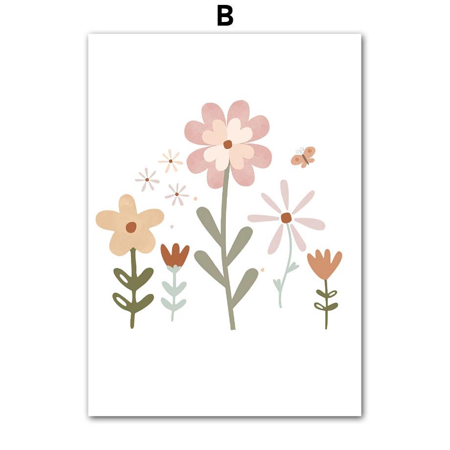 Весенние облака, радуги, подсолнухи, бабочки, цифры, постеры, принты, мультфильмы, настенное искусство, холст, картина, скандинавские девушки, декор детской комнаты