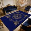 European Blue Gold Carpet Luxury Home Decoration Aesthetics Customizable Foldable Mat Sofa Table Non-slip Lounge Rug Washable