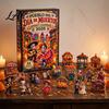 Holiday Decorative Display Day of The Dead Advent Calendar 24-Pack Acrylic 2D Ornament Miniature Village Collectible Set with Sugar Skull Designs,