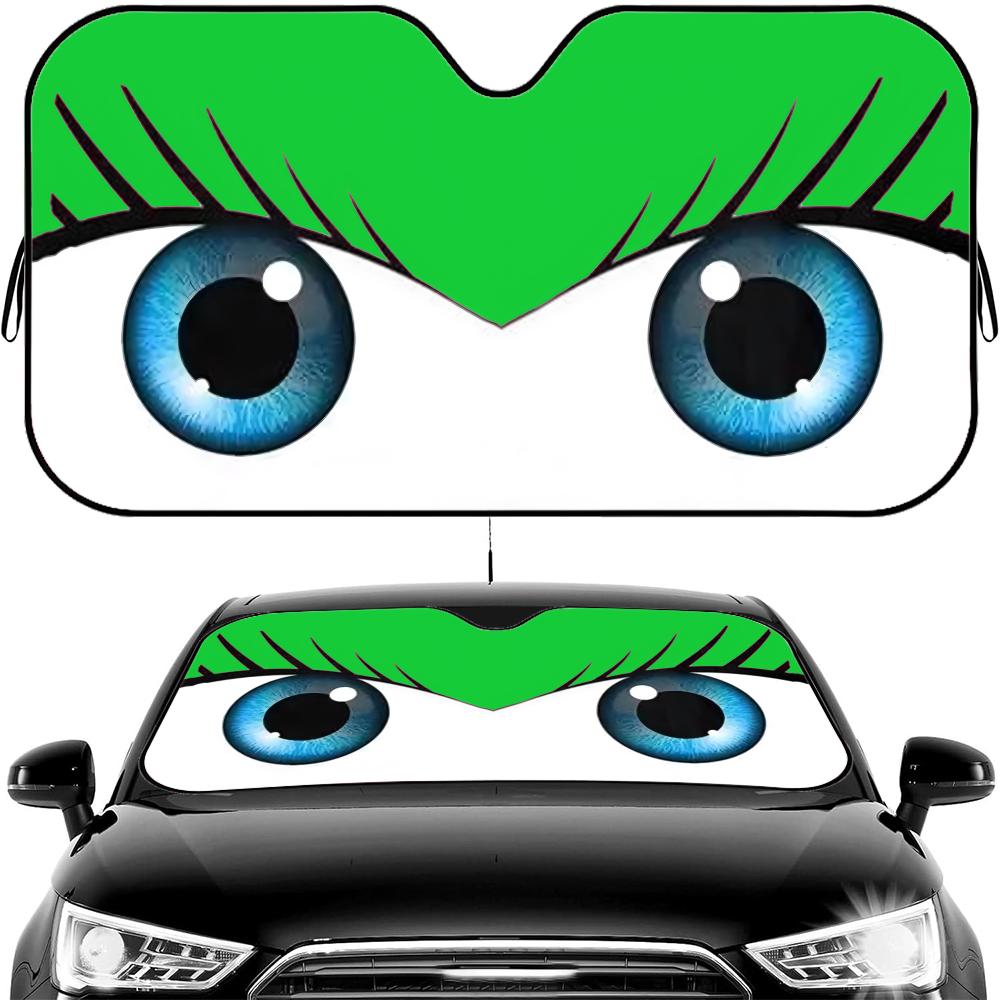 Cute girl car eyes Sun Visor Car Windshield Sun Shade Front Window Sunshade UV Block Heat Insulation Cover Parasol
