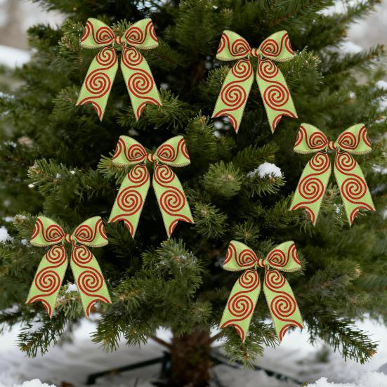 5 ярдов Рождественская проволочная лента 2,48" Красно-зеленая в горошек/полоску/завитушку Рождественская упаковочная лента для рождественской елки, венка, банта, упаковки подарков, DIY поделок