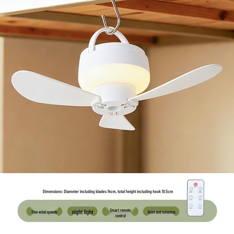 Smart USB Rechargeable Fan with Night Light for Dorms and Camping