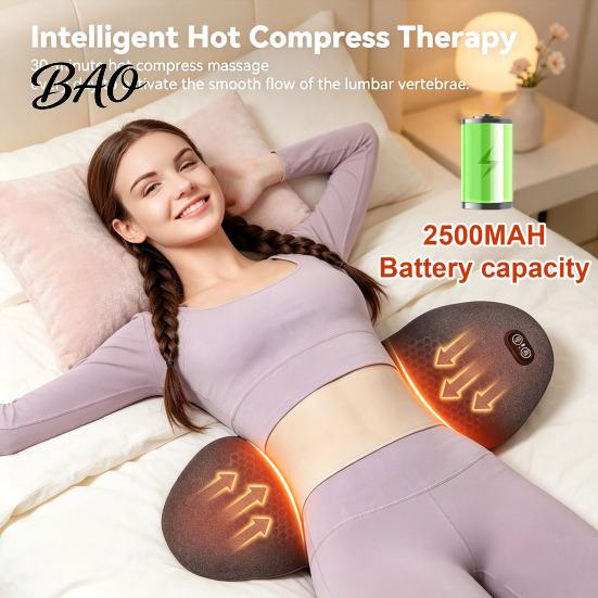 Travel Relief Support Pad Back Lumbar Pillow, 3-in-1 Rechargeable Memory Foam Bed Cushion with Vibration Electric Massager And Heat, Portable Massage