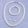 3-Piece Faux Pearl Jewelry Set - Elegant Beaded Necklace, Bracelet & Earrings - Ideal for Parties & Gifts