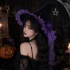 Lolita Witch Hat Headband Halloween Costume Party Cosplay Accessory - Purple Green Black Red Multi-layer Ruffle Design