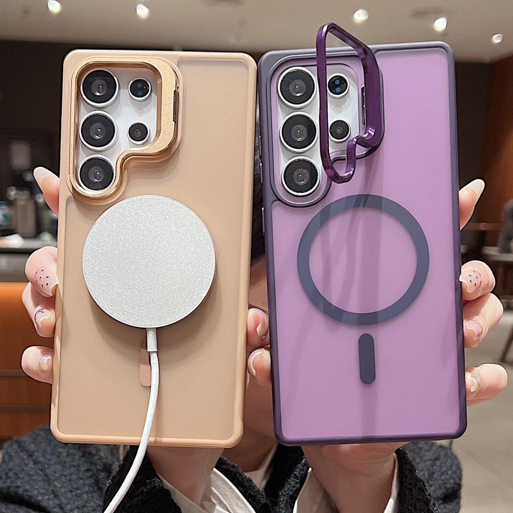 Подходит для Samsung S26Ultra матовый магнитный чехол для мобильного телефона S25Ultra металлический держатель для камеры A57 защитный чехол