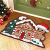 Gingerbread Doormat Christmas Welcome Mat 60x40cm Non Slip Absorbent Soft Entrance Mat for Porch Kitchen Bathroom Living Room