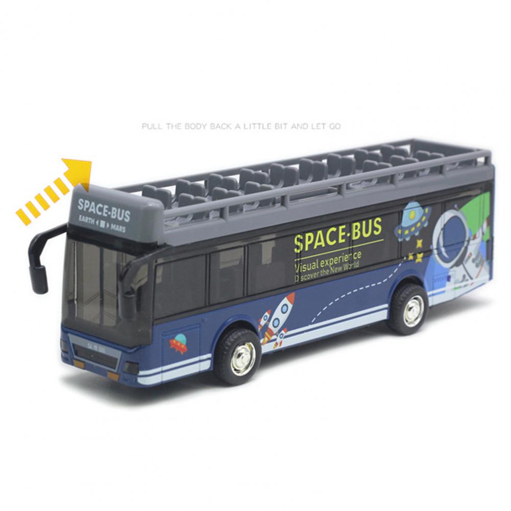 Двухэтажный автобус 1/50 Tour для малышей, игровые транспортные средства из литого сплава со звуками и подсветкой, городские машинки-игрушки с открывающимися дверями с откатным механизмом