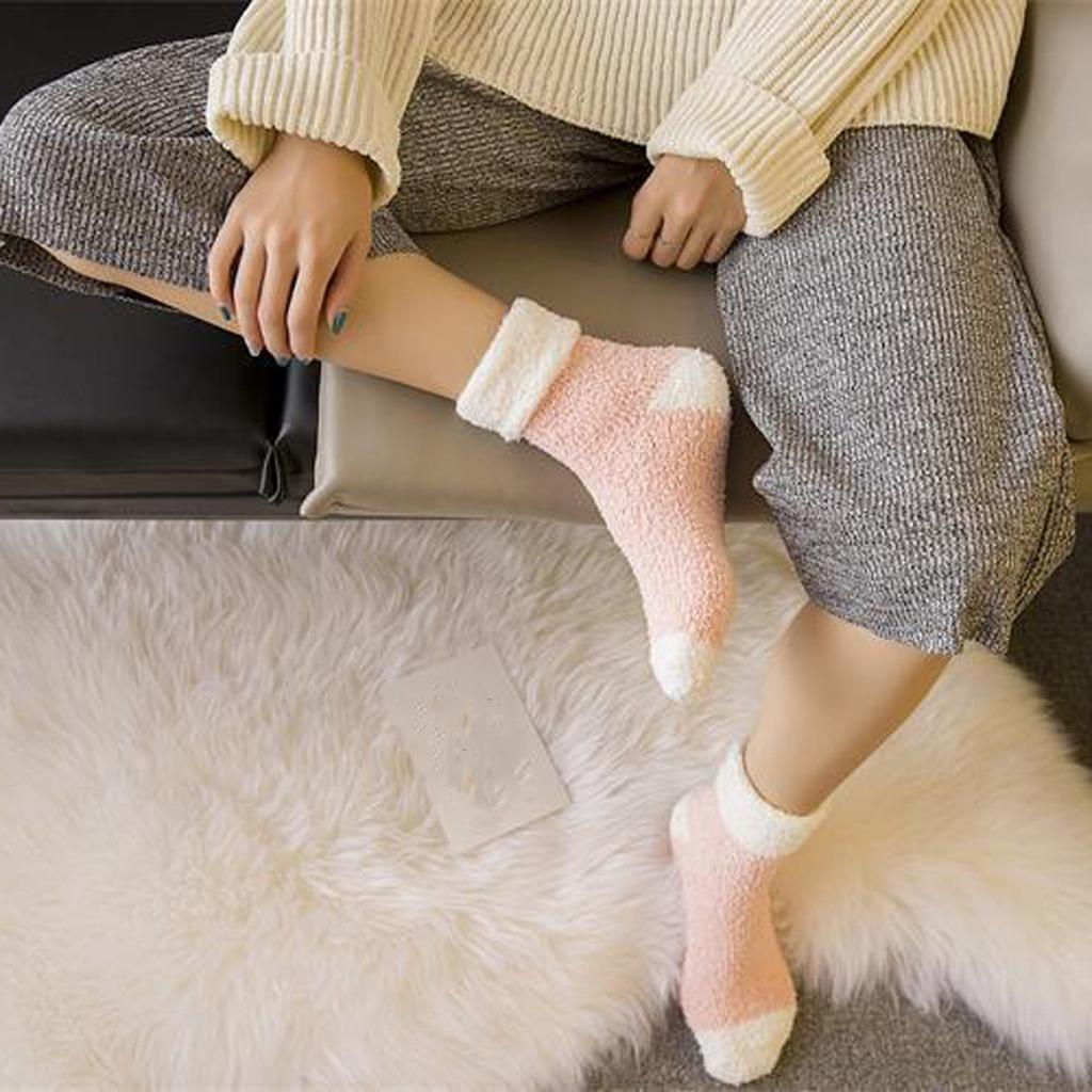 Женские носки из кораллового флиса плюс флисовые носки для сохранения тепла, домашние носки-тапочки