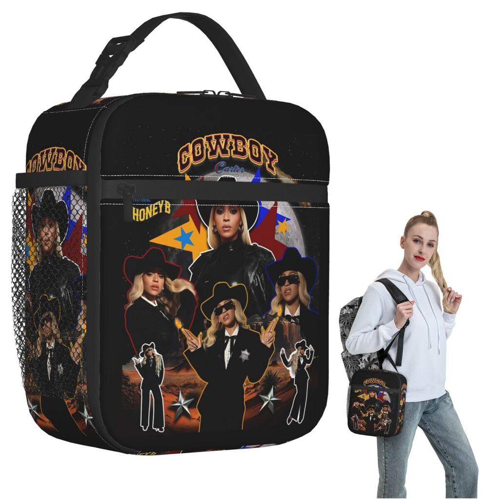 Cowboy Carter Beyonce New Album Insulated Lunch Bag for Women Children Leakproof Food Boxes Thermal Lunch Box Tote