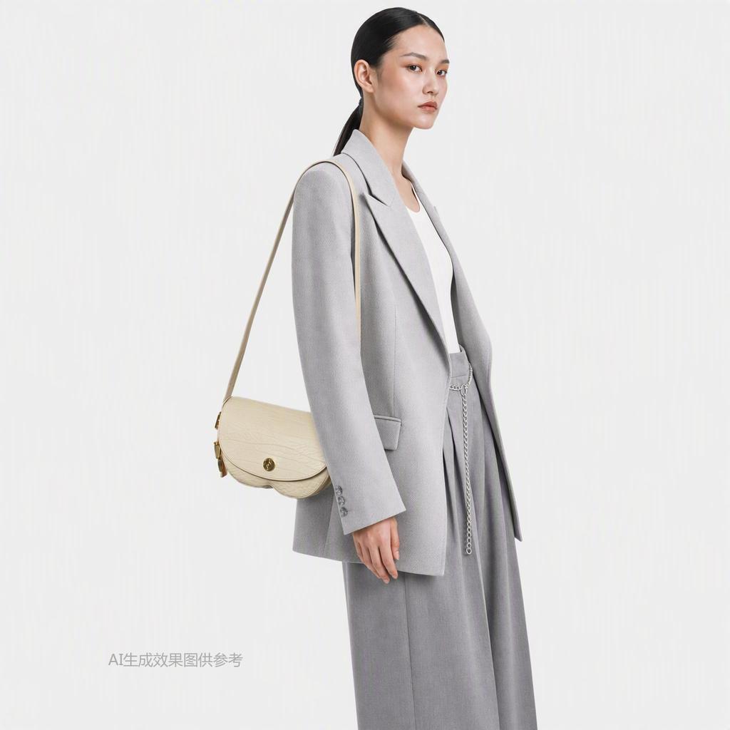 [Pre-Owned] Metal Logo Calfskin Crossbody Shoulder Bag - Very Good #E097ET