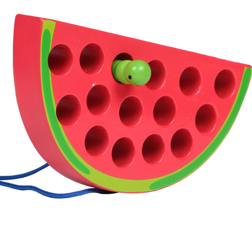 Wooden Learning Early Development Toy Lacing Threading Fruit Educational Toys