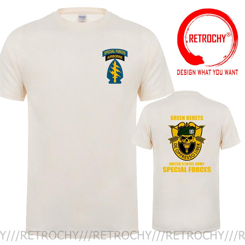 Fashion Us Army Special Forces Airborne Comunisexdo Ranger Front Back Print TShirt Usa Military Green T Shirt Cool Unisex Tee Shirt