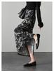 National style printed high waisted skirt 2026 spring fashion versatile mid length A-line skirt