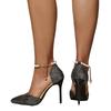 2025 Summer Women's Ankle Strap High Heels Pointed Toe Bling String Bead Buckle Strap Thin Heels Dress Party Modern Sandals