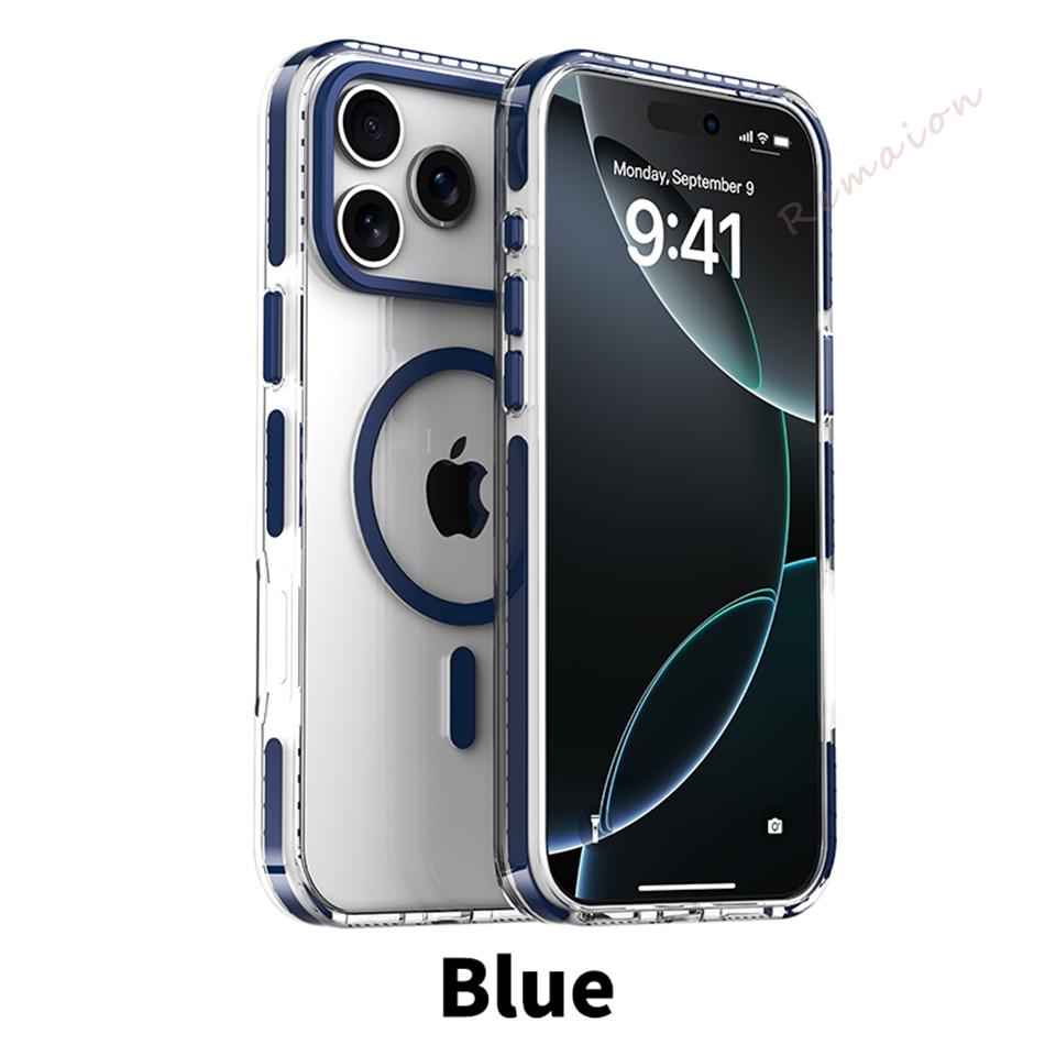 Прозрачный магнитный чехол для телефона для iPhone 17 16 1 14 13 12 11 Pro Max 14 1 Plus 17 Air Официальный прозрачный защитный чехол