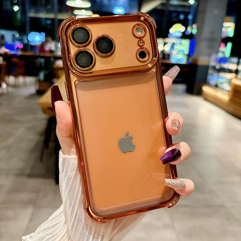 Гальванический прозрачный чехол для телефона для iPhone 17 Pro Max 17Pro Air 17 Защитная пленка для стекла камеры Воздушная подушка Ударопрочный прозрачный чехол Funda