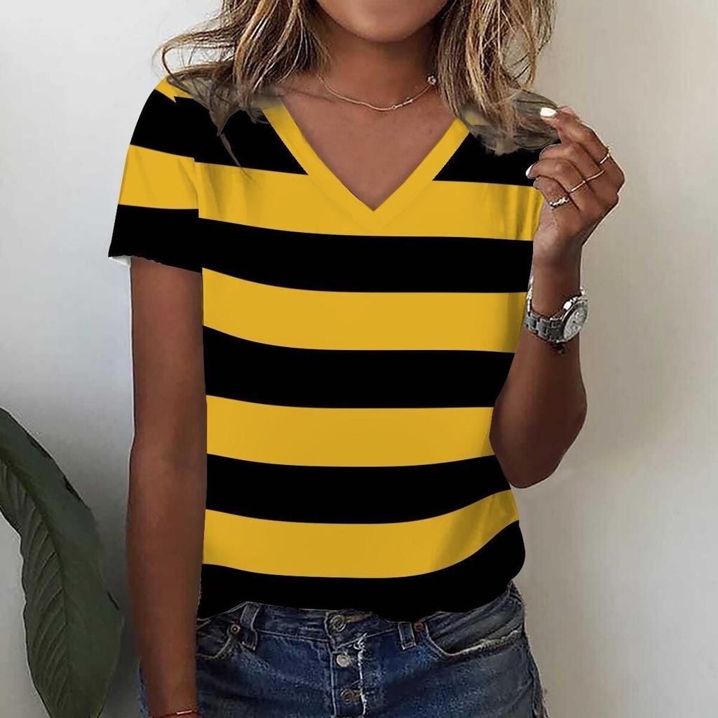 Забавные полосатые 3D-принты женские футболки топ модные простые узоры футболки для женщин летняя одежда для отдыха женская уличная одежда