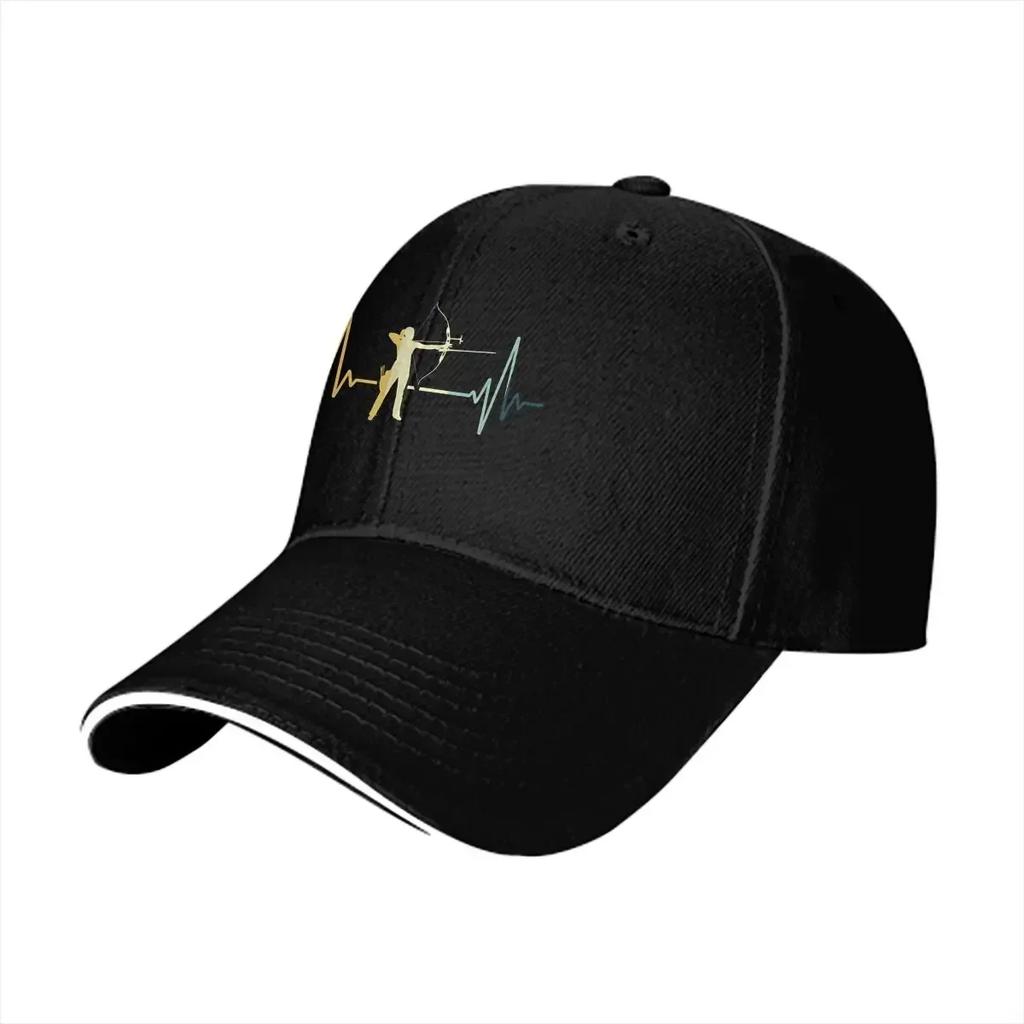 Archery Multicolor Hat Peaked Mens Cap Heartbeat Vintage Personalized Visor Protection Hats