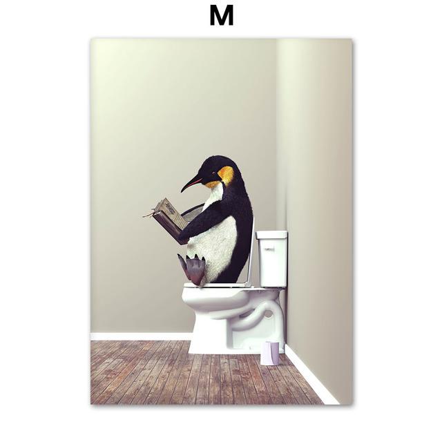 Юмор для ванной комнаты животное динозавр кролик акула лиса настенная живопись печать холст живопись ванна плакат настенные панно туалет домашний декор