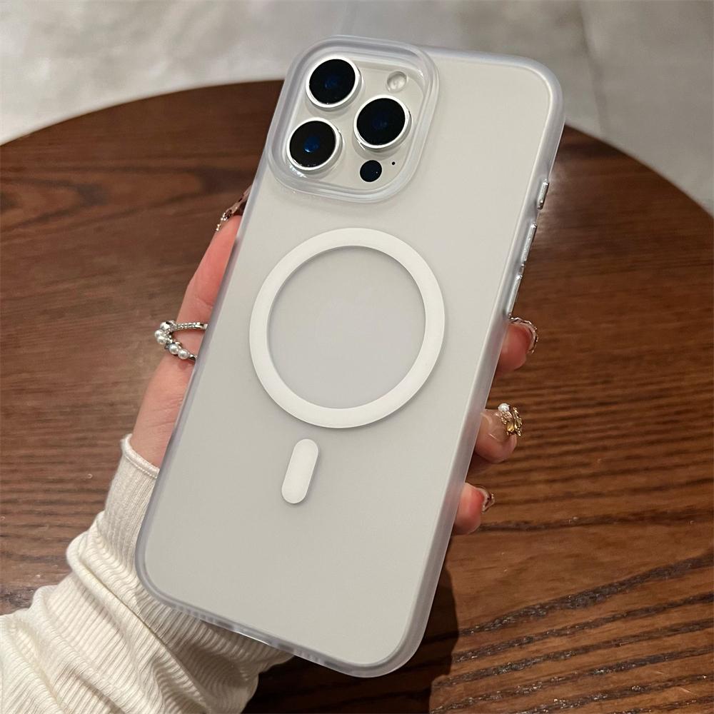 Ультраматовый прозрачный магнитный чехол для беспроводной зарядки Magsafe для iPhone 15 16 Pro Max, жесткий акриловый противоударный чехол