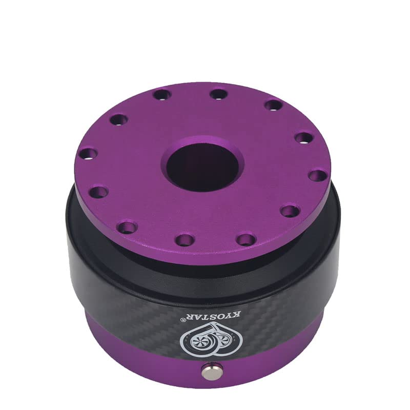 Kyostar 100% Real Carbon Fiber Steering Wheel Quick Release Hub Adapter Snap-Off Booster Kit (Purple)