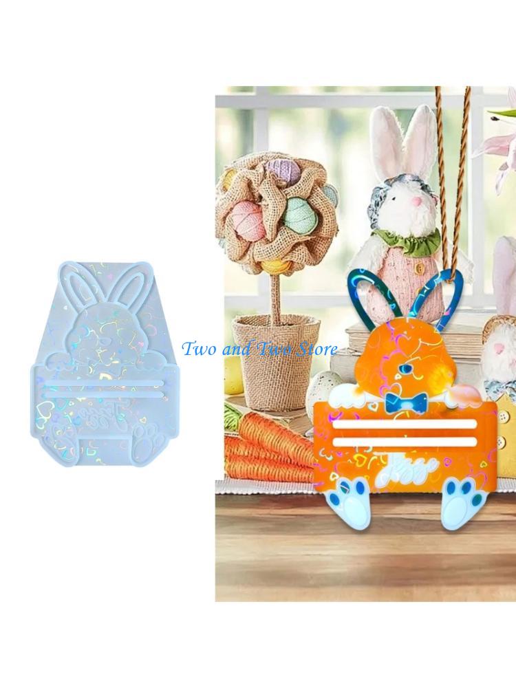 HX6F Rabbit Money Clip Charm Mold Soft Silicone Pendant Mould For Jewelry Crafting