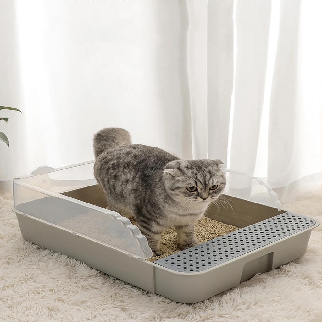 Новый полузакрытый пластиковый туалет для кошек с защитой от брызг и съемной конструкцией, прочный и простой в очистке, идеально подходит для владельцев домашних животных, 1 шт.